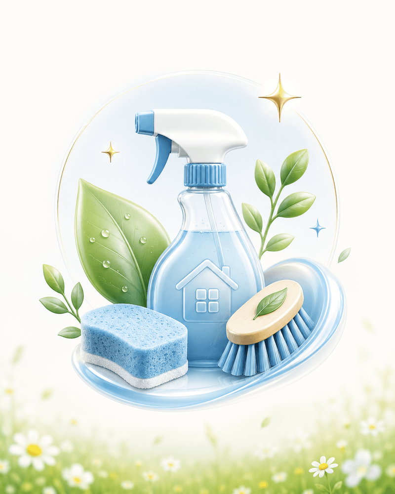 Illustration of eco-friendly household and cleaning products